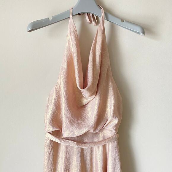 NOUVELLE AMSALE Liane Bridesmaid Dress Maxi Prom N349 Liquid Metal Rose Gold XS - Picture 8 of 13